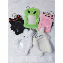 1pc New Creative Cute Plush Card Holder Rabbit/Bat Animal Design, Polyester Casual Universal ID/Card/Photo Case Accessory Gift Souvenir Car Accessories Bag Charm School Animal - 多色的 - 查看 1