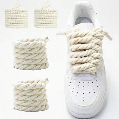 1 Pair 8mm Solid Color Braided Shoelaces, 120cm Long 3-Strand Rope, Suitable For Basketball Shoes, Sneakers, Casual Shoes, Sports Shoes, DIY Shoe Accessories, Home Gifts