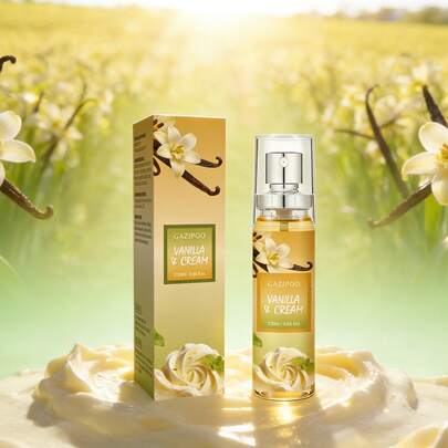 20毫升香草奶油香氛身体喷雾，不含酒精，持久留香，天然香氛，清新不油腻，带有椰奶、香草和茉莉的香调，充满活力，清新怡人，适合约会、工作、日常使用、派对，也是节日和生日的理想礼物。