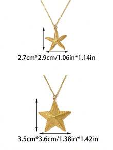 Mazuer 1pc Y2K Stainless Steel Star & Starfish Pendant Necklace, Personalized Necklace Jewelry, Suitable For Music Festivals, Vacations, Daily Wear, Gift For Women - Multicolor - View 4