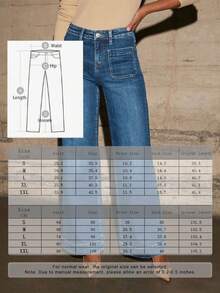 Màu denim bạc màu cổ điển, ống quần loe rộng, chất liệu denim thoải mái, thiết kế nhiều túi tiện dụng, đường may tinh tế, dễ dàng điều chỉnh hình dáng chân, giúp kéo dài và làm thon gọn vóc dáng, phù hợp cho đi làm, mặc thường ngày, tạo nên vẻ ngoài thời trang với nét thanh lịch cổ điển và sự thoải mái thường ngày. Y1136 Mùa xuân - Rửa tối - Xem 3