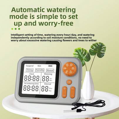 USB Automatic Drip Irrigation System With Timer | Rechargeable Watering System | 2 Watering Modes | Automatic Soil Moisture Detection | Suitable For Indoor/Outdoor Garden Plants, Private Gardens, Farms, Small Potted Plants, And Travel Use