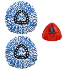 2/3 Pack Spin Mop Replacement Heads, Triangle Microfiber Mop Head Refill For 2-Tank Spin Mop System, 360° Rotating Easy Wring Mop Replacement Head, Washable Floor Cleaning Mop Heads Blue & White - 布套 2pcs+1頭 - 查看 7