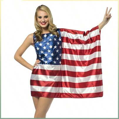 Trang phục cosplay chủ đề cờ Quốc khánh dành cho người lớn, thích hợp cho các bữa tiệc và buổi biểu diễn trong dịp lễ.