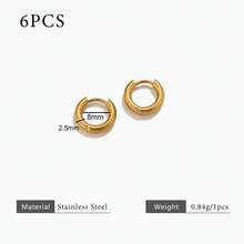 6pcs 304 Stainless Steel 18K Gold-Plated Multi-Size Round Ear Cuff Earrings DIY Charm Jewelry Earring Making Accessories Women's Stainless Steel Jewellery Earring Components - Earrings - View 15