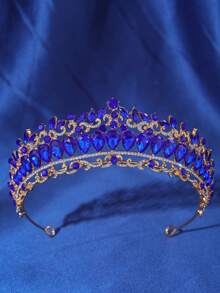 1pc Elegant Baroque Crystal Crown, Bridal Wedding Headpiece, Romantic Women's Party Event Ball Tiara Hair Accessory - Multicolor - View 10