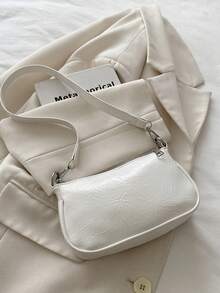 TAYA Grunge Punk Fashionable Women's Square Crossbody Bag, PU Material, Metal Star Decor, Chain Strap, Ball Decor, Y2K Metallic Vibe, Suitable For Daily Use, Work Commute, Gift For Friends, Holiday, Ladies Shoulder Bag - White - View 5