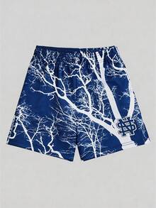 Pantalones cortos con estampados llamativos para hombre, pantalones cortos casuales de uso diario con estampados de diseñador de moda - Azul - Ver 1
