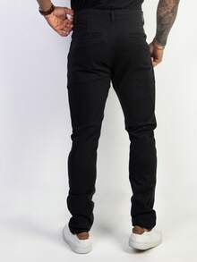 Urban Zone Jeans Men's Slim Fit Casual Twill Pants With Elastane - 黑色 - 查看 5