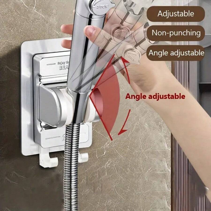 【无需钻孔】可调节淋浴喷头支架 - 高强度吸盘式壁挂支架，适用于手持式淋浴喷头 - 不規則 - 查看 1