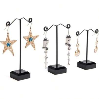 1-Piece Double-Hole Jewelry Holder, Desktop Hanging Earring/Necklace/Bracelet/Ring/Key Organizer, Dressing Table Storage Rack, Metal Display Stand - Back To School Edition