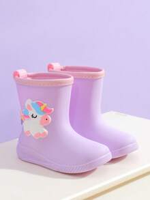 Sepatu Bot Hujan Anak Bergambar Kartun, Sepatu Hujan Setengah Betis untuk Anak Perempuan, Sepatu Bot Karet Tahan Air untuk Anak Laki-laki - Mauve Purple - View 5