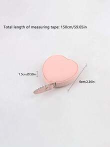 1 pieza Cinta métrica retráctil de cuero PU con forma de corazón, 150 cm (59,06 pulgadas) Regla multifuncional mini, Cinta métrica de cuero para la cintura, Portátil para uso doméstico - Rosa - Ver 8