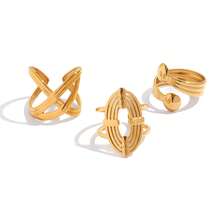 Uself 3pcs/1pc Set Women Thick Gold Stainless Steel Rings, Fashion Rings, Waterproof, Suitable For Daily Wear, Holiday Gift, Jewelry For Her - Multicolor - View 10