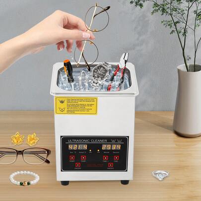 2L Ultrasonic Cleaner Stainless Steel Digital Display Time Temperature Control For Jewelry Glasses Watches Denture Cleaning