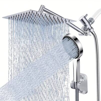 Modern Shower System: 360° Rotating Overhead Showerhead, 4-Mode Handheld Showerhead, Chrom-Plated Shower Assembly. Meets The Bathing And Cleaning Needs Of The Entire Family, And Can Also Be Used For Pet Washing.
