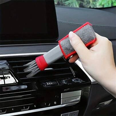 1pc Double Head Brush, Car Air Vent Brush, Conditioner Grille Duster Wipe Auto Detailing Cleaner Car Interior Cleaning Best Seller Car