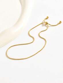 1pc Fashionable Drawstring Anklet, Minimalist Versatile Style, Suitable For Summer Vacation And Beach Wear - Gold - View 3