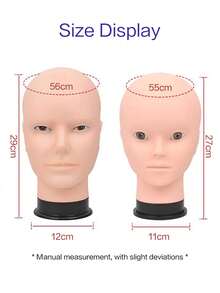 可调节黑色支架模特头，适用于发型设计和化妆培训，经久耐用且逼真，易于组装 - 查看 2