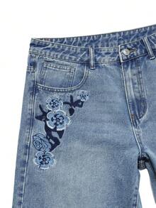 Pantalones cortos de mezclilla con bordado para hombre - Lavado ligero - Ver 3