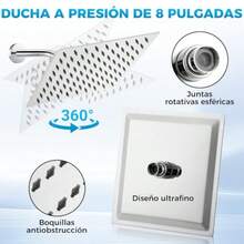 Regaderas para Baño con Filtro 10"Cabezal de Ducha Antioxido Filtro de Ducha de 20 Grados Conjunto de Ducha de Alta Presión Ducha de Mano con 3 Modos Manguera de 1 5 Metros y Todos Los Accesorios - como en la foto - Ver 2