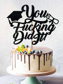 1 pezzo Decorazione per torta di laurea 2026 con glitter neri "You Did It" - Divertente decorazione per torta di laurea per feste di celebrazione, decorazioni per torte di laurea per college, scuole superiori, decorazioni per torte di laurea, forniture per feste di laurea classe 2026 - nero - Visualizzare 10