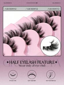 9 Pairs Short And Aatural Half Lashes Band Eyelashes Short Soft 3d Faux Mink Eyelashes Soft Natural Makeup (BP01) - 黑色 2 - 查看 7