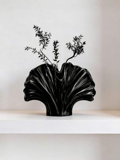 1个法式复古叶子树脂花盆，适合装饰客厅和书桌