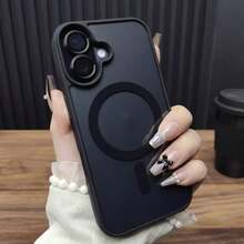 CASE For IPhone 16 Phone Case: Magnetic Translucent Matte Shockproof Slim Cell Phone Cover - Military Grade Drop Proof Hard Back Anti-Fingerprint Protective Case - Black - View 2