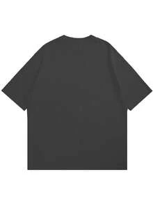 1 Pack Girls Casual Printed Crew Neck Short Sleeve T-Shirt Summer Student Youth Clothing - 深灰色 - 查看 2