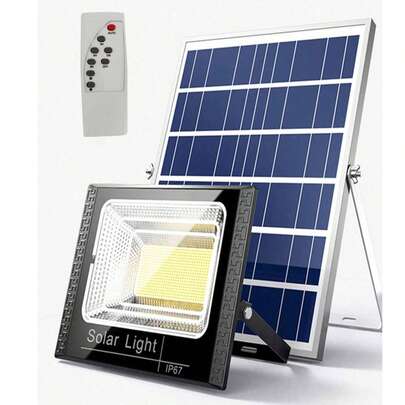 Luces solares para exteriores, luces de solares LED con control remoto, alimentadas por energía solar, encendido/apagado automático del anochecer al amanecer, resistentes al agua, equivalente a un reflector LED, adecuadas para el patio, el garaje y el jardín