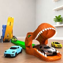 6件套恐龙主题车辆模型玩具套装，带360°轨道，STEM益智拼装玩具，赛车玩具，儿童拼图场景套装，包装精美，是送给孩子的理想日常礼物 - 彩色 - 查看 9