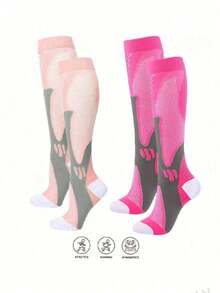 2 đôi tất nén chuyên nghiệp unisex hỗ trợ đầu gối cho các hoạt động thể thao ngoài trời, thể dục, chạy marathon, tập luyện. - Nhiều màu - Xem 1