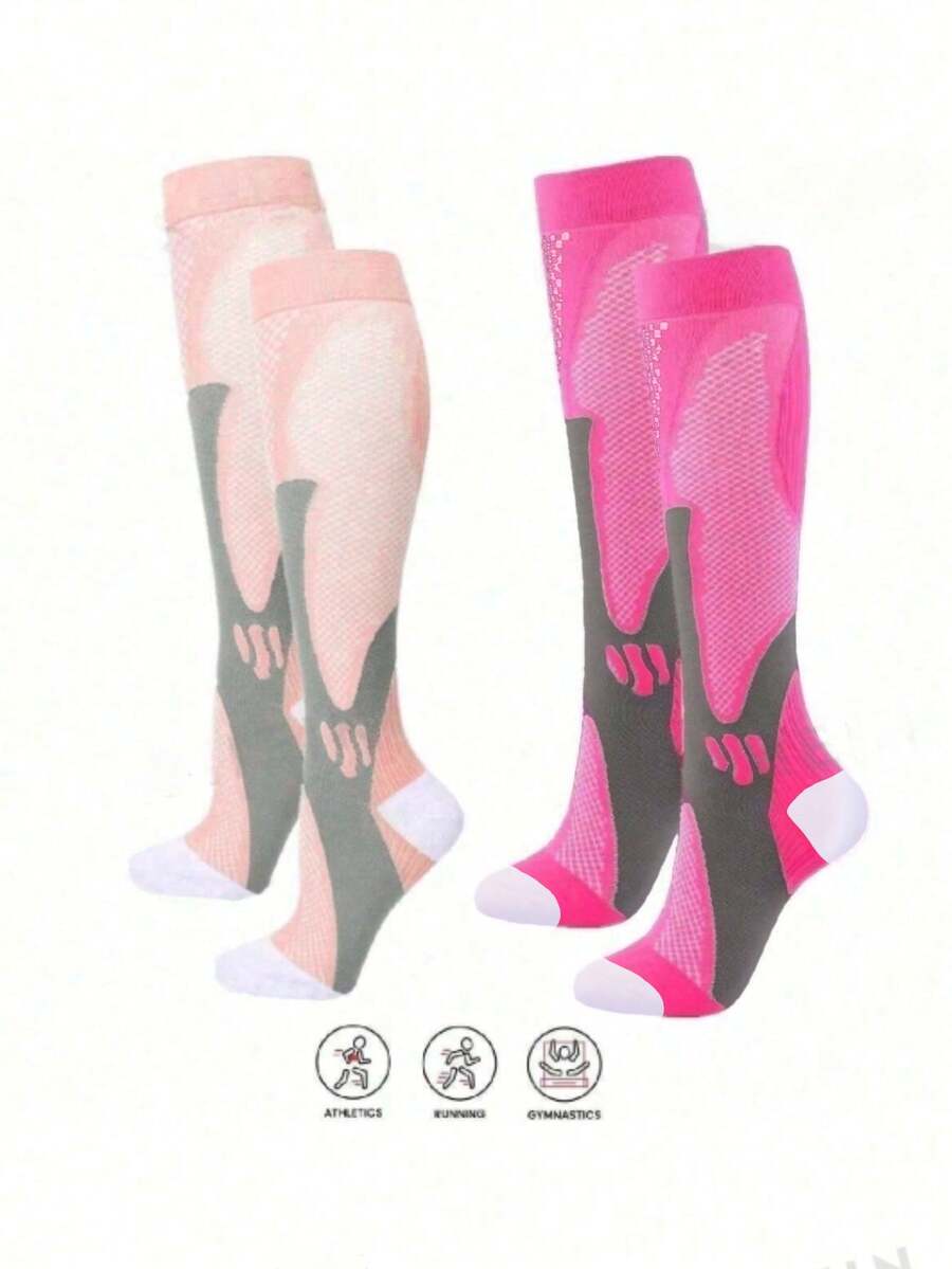 2 đôi tất nén chuyên nghiệp unisex hỗ trợ đầu gối cho các hoạt động thể thao ngoài trời, thể dục, chạy marathon, tập luyện. - Nhiều màu - Xem 1