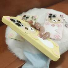 Cute Cartoon 3D Rilakkuma Phone Case For 17 16 15 14 13 12 11 Pro X XS Max XR 6 7 8 Plus 5 5S SE Key Chain Pendant Cover - với màu hồng YSK - Xem 10