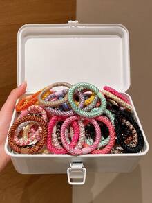 5/16/24 pezzi Elastici per capelli intrecciati di stile casuale, lacci per capelli versatili per code di cavallo, chignon, acconciature casual e sportive, durevoli e delicati, adatti per tutte le stagioni, ottimo regalo per le vacanze e l'uso quotidiano - Multicolore - Visualizzare 8