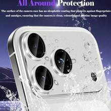 Alloy Shockproof 9H Tempered Glass Camera Lens Protector Film Compatible With Iphone 17 Series Full Coverage Ultra-Clear Lens Film Compatible With Phone Case Anti-Scratch Anti-Shock Metal Camera Lens Protective Cover Spring Gift - Silver - View 3