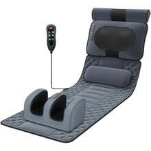 LUKOVEE Cojín de Masaje Térmico para Todo el Cuerpo Colchón de Masaje Vibratorio con 20 Cabezales Colchoneta de Masaje con Calefacción con Masajear Columna Cervical Espalda Cintura y Piernas - Gris - Ver 1