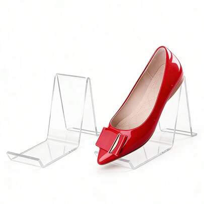 Set Of 2 Shoe Display Racks, Durable Acrylic Shoe Storage Shelves For Bedroom, Entryway, Hallway, And Home Organization