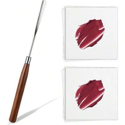 100pcs Nail Art Palette Paper, Portable Convenient Nail Polish Palette With 1 Pcs Stirring Rod, Practical 5x7.5cm/2.95x2.95in Nails Art Paper Gel Nails Polish Drawing