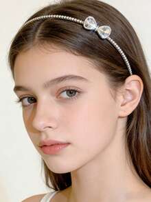 1 Piece New Luxury Rhinestone Bow Headband - Elegant, Versatile & Minimalist Hair Accessories - Multicolor - View 5