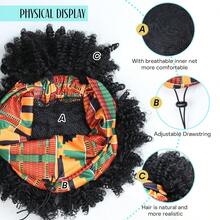 2-In-1 African Fluffy Curly Wig With Bangs, Black/Brown/Golden, Women Synthetic Half Head Wig - Multicolor - View 6