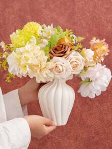 1pc Nordic Minimalist White Pleated Flower Vase, Suitable For Living Room And Bedroom Home Decor - Multicolor - View 6
