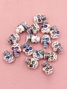 Vintage-Style Skull Acrylic Beads With Straight Holes - Halloween & Easter Themed, Colorful Eye Designs For DIY Jewelry Making, Bracelets, Necklaces & Handmade Gifts, Festive Crafting Beads | Halloween Accessories | Vibrant Bead Colors, Halloween Decorations - View 8