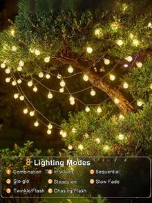1入 太陽能水晶球燈串 -20/50/100LED, 8種照明模式, IP65防水花園燈, 適用於庭院、花園、門廊、陽台、派對、聚會、露營、涼亭、小型酒吧、商業、樹木、婚禮、復活節、節日裝飾 - 泡泡球 - 查看 5