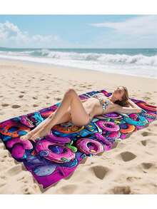 1 Peça Toalha de Praia de Fibra Ultra-Fina, Toalha de Natação Super Absorvente e de Secagem Rápida, Manta de Praia Leve e Macia, Adequada para Praia, Natação, Camping ao Ar Livre, Viagem, Essencial Ideal para Praia, Toalha de Piscina - D - Visão 4