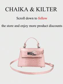 New Summer Lychee Pattern Fashion Women's Handbag, Stylish Adjustable Shoulder Strap Decoration, Minimalist Solid Color High-End Hardware Decor Commuter Shoulder Bag - Pink - View 4