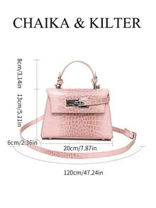 New Summer Lychee Pattern Fashion Women's Handbag, Stylish Adjustable Shoulder Strap Decoration, Minimalist Solid Color High-End Hardware Decor Commuter Shoulder Bag - Pink - View 5