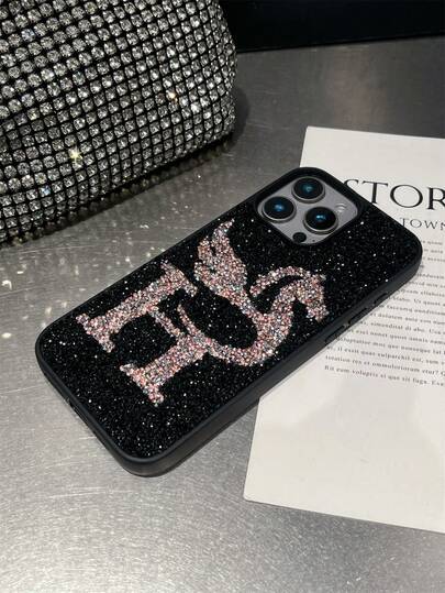 1 件装复古哥特暗黑猫咪水钻手机壳，全包式设计，适用于 17 Pro Max