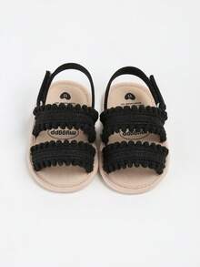 Newborn/Infant Girls' Summer Soft Bottom Retro Sandals, Infant Toddler Shoes, Nursery Shoes - Black - View 7